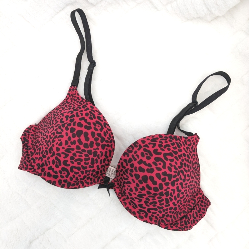 Push-up red and black leopard with convertible straps